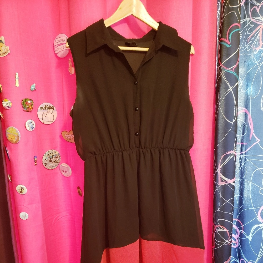 Red Black high low dress